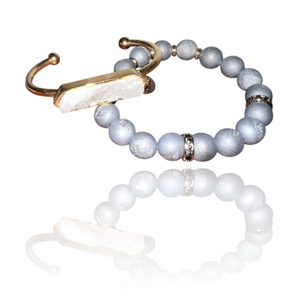 Elegant Gold and Silver Beaded Bracelet Set